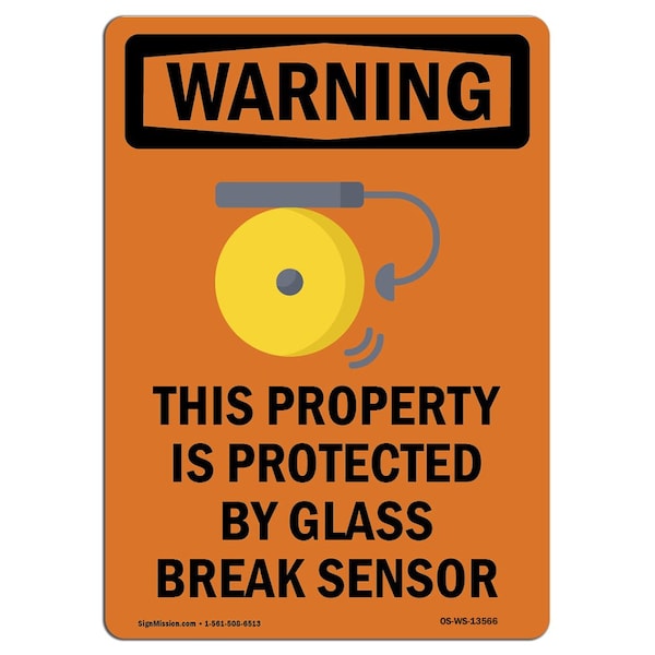 Safety Sign, OSHA WARNING, 5" Height, This Property Is Protected, Portrait, 10PK